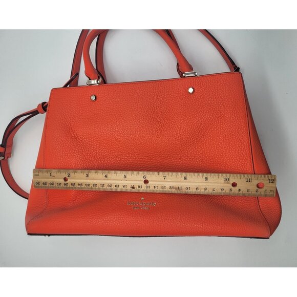 KATE SPADE LEILA Medium Triple Compartment Satchel Purse Handbag Orange - Picture 11 of 12